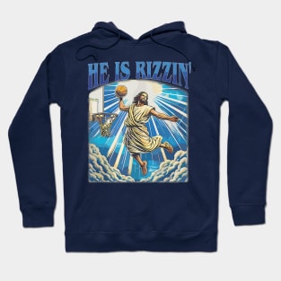 He Is Rizzin' Christian Juses Basketbal Happy Easter Hoodie